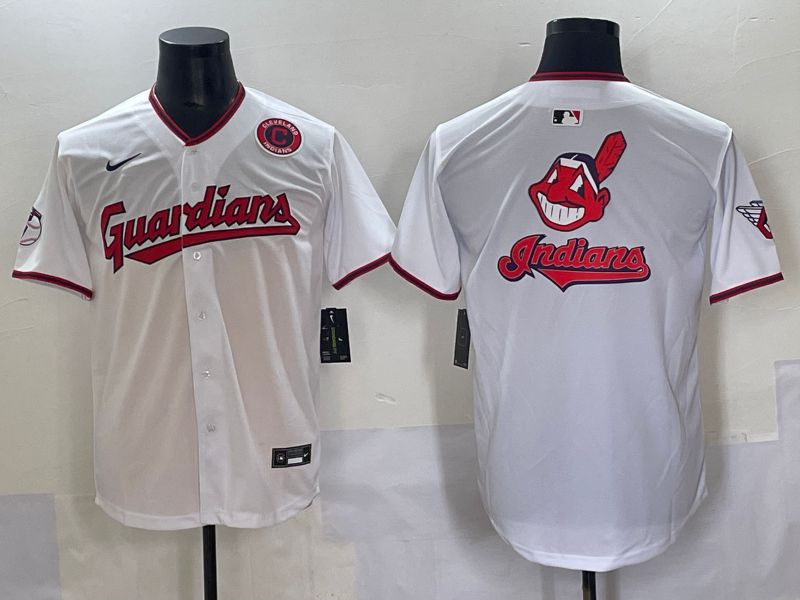 Men 2025 Cleveland Indians Blank White Game Nike MLB Jersey style 5->cleveland indians->MLB Jersey